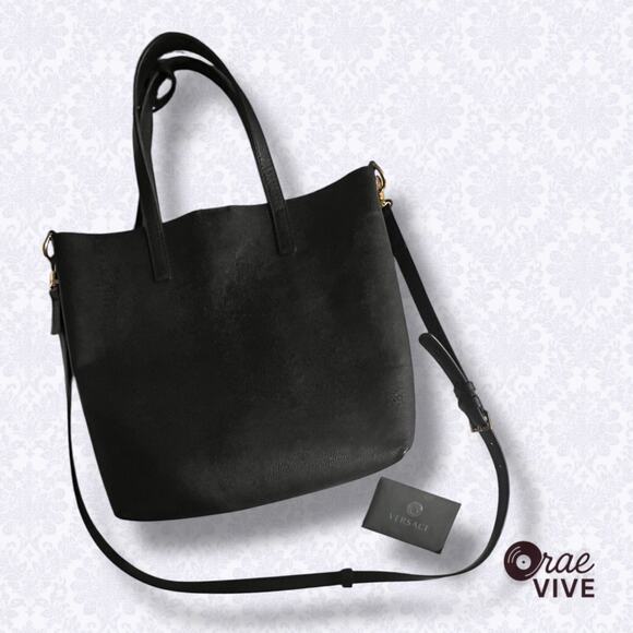 Authentic Versace Calfskin Virtus Tote Bag Black - Picture 4 of 9